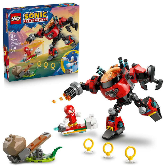 LEGO Knuckles Vs. Il Mech Egg Crusher Del Dr. Eggman Con 2 Minifigure - 77005, Anelli E Smeraldi Del Caos Per Bambini 8+