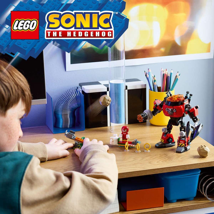 LEGO Knuckles Vs. Il Mech Egg Crusher Del Dr. Eggman Con 2 Minifigure - 77005, Anelli E Smeraldi Del Caos Per Bambini 8+