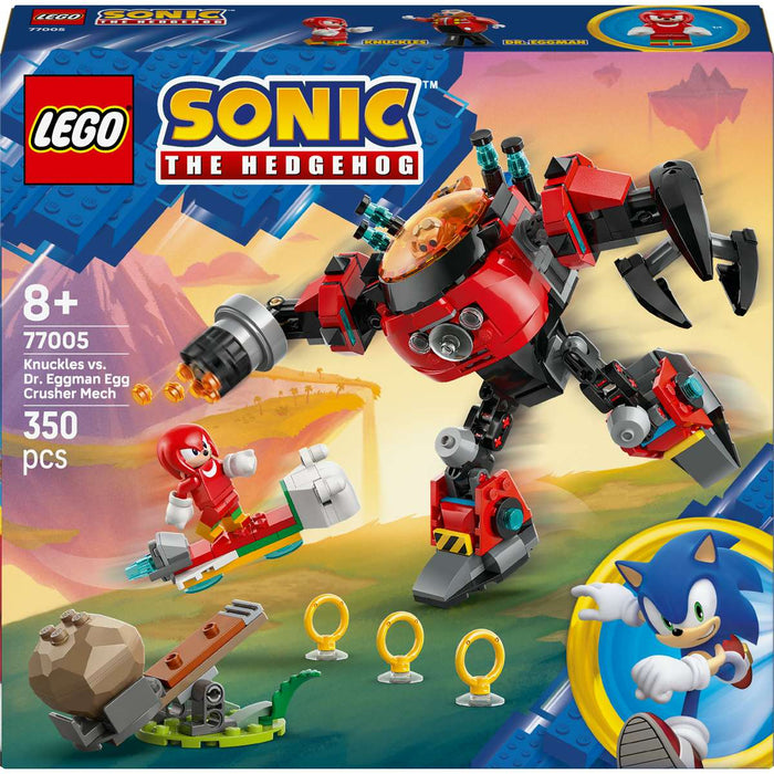 LEGO Knuckles Vs. Il Mech Egg Crusher Del Dr. Eggman Con 2 Minifigure - 77005, Anelli E Smeraldi Del Caos Per Bambini 8+