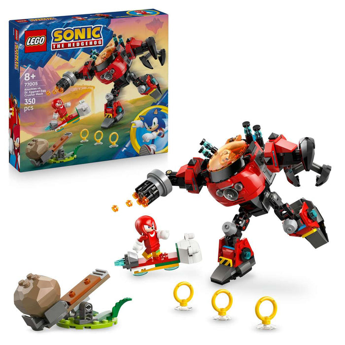 LEGO Knuckles Vs. Il Mech Egg Crusher Del Dr. Eggman Con 2 Minifigure - 77005, Anelli E Smeraldi Del Caos Per Bambini 8+