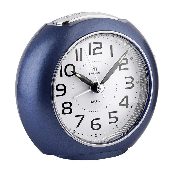 LOWELL Sveglia Analogica Con Movimento Continuo Silenzioso, Luce, Snooze E Suoneria Crescendo Bip Bip Blu