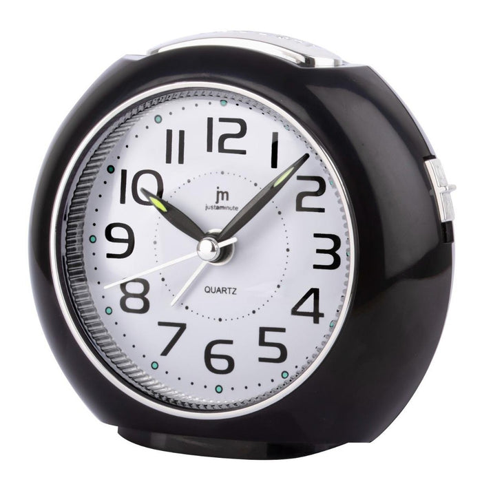 LOWELL Sveglia Analogica Con Movimento Continuo Silenzioso, Luce, Snooze E Suoneria Crescendo Bip Bip Nera