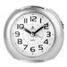 LOWELL Sveglia Analogica Con Movimento Continuo Silenzioso, Luce, Snooze E Suoneria Crescendo Bip Bip Silver