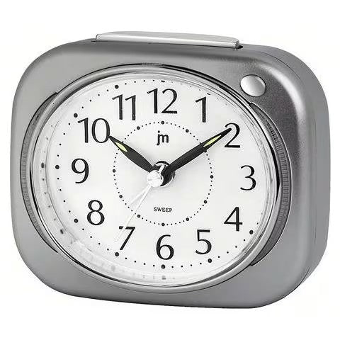 LOWELL Sveglia Analogica Con Movimento Continuo Silenzioso, Luce, Snooze E Suoneria Crescendo Bip Bip Grigia