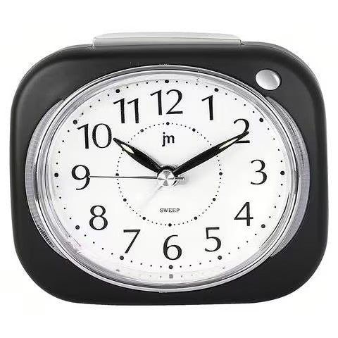 LOWELL Sveglia Analogica Con Movimento Continuo Silenzioso, Luce, Snooze E Suoneria Crescendo Bip Bip Nera