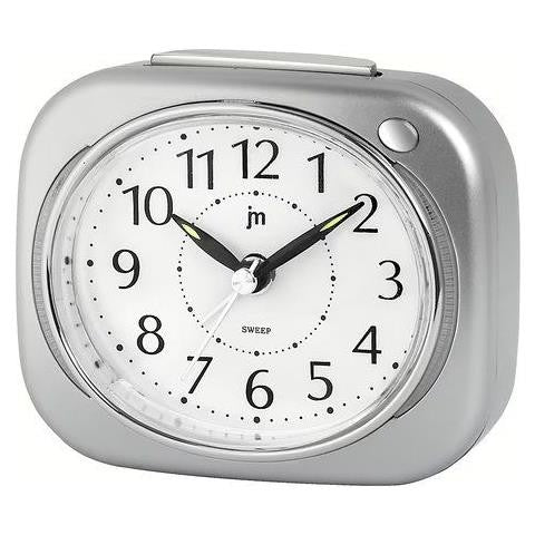 LOWELL Sveglia Analogica Con Movimento Continuo Silenzioso, Luce, Snooze E Suoneria Crescendo Bip Bip Silver