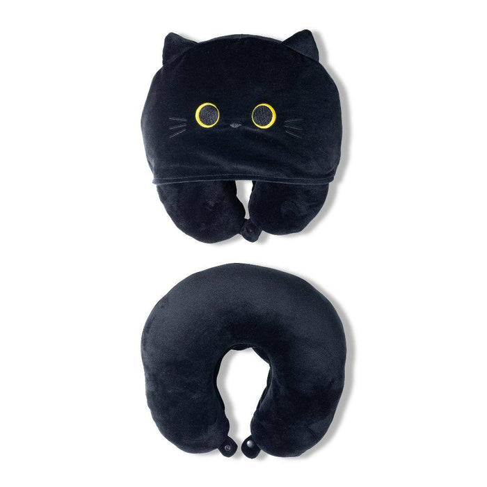 MERCURY Cuscino Da Viaggio A Forma Di Gatto Nero Con Cappuccio - 09001
