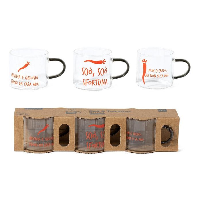 MERCURY Set 3 Tazzine In Vetro Borosilicato 100 Ml