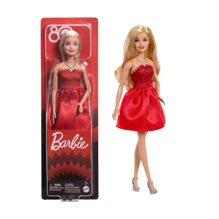 MATTEL Barbie Anniversario 80° Con Abito Rosso Rubino - JGD25