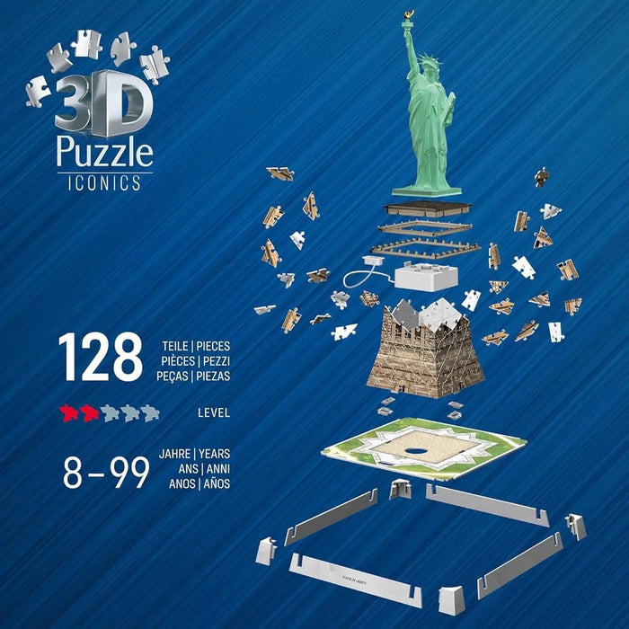 RAVENSBURGER Puzzle 3D Iconics Statua Della Libertà Con Luce Led - 12008027