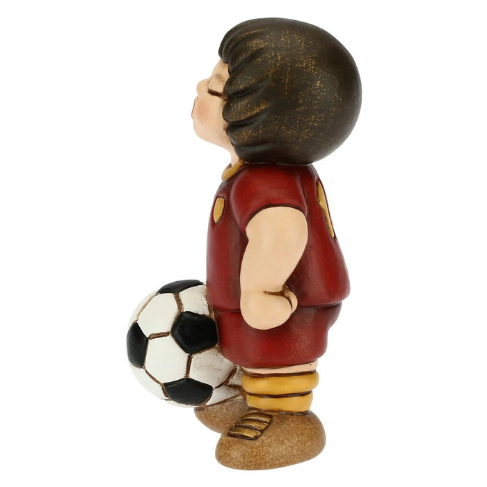 THUN Bimbo Calciatore Rosso Giallo Piccolo In Ceramica