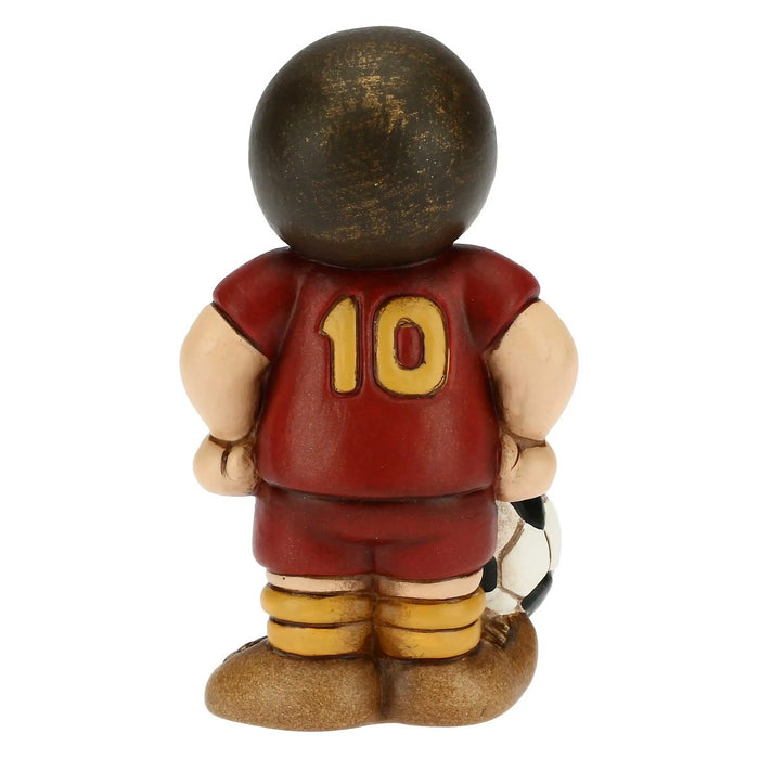 THUN Bimbo Calciatore Rosso Giallo Piccolo In Ceramica
