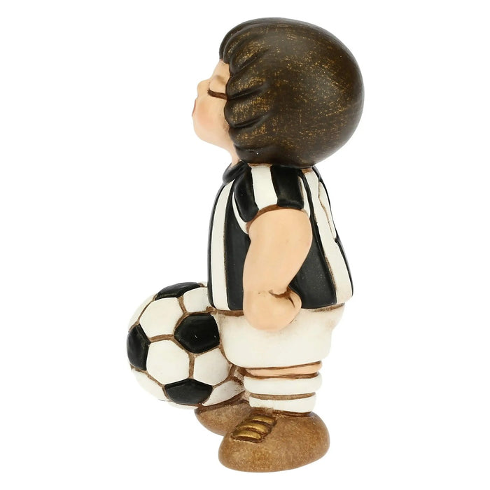 THUN Bimbo Calciatore Bianco Nero Piccolo In Ceramica