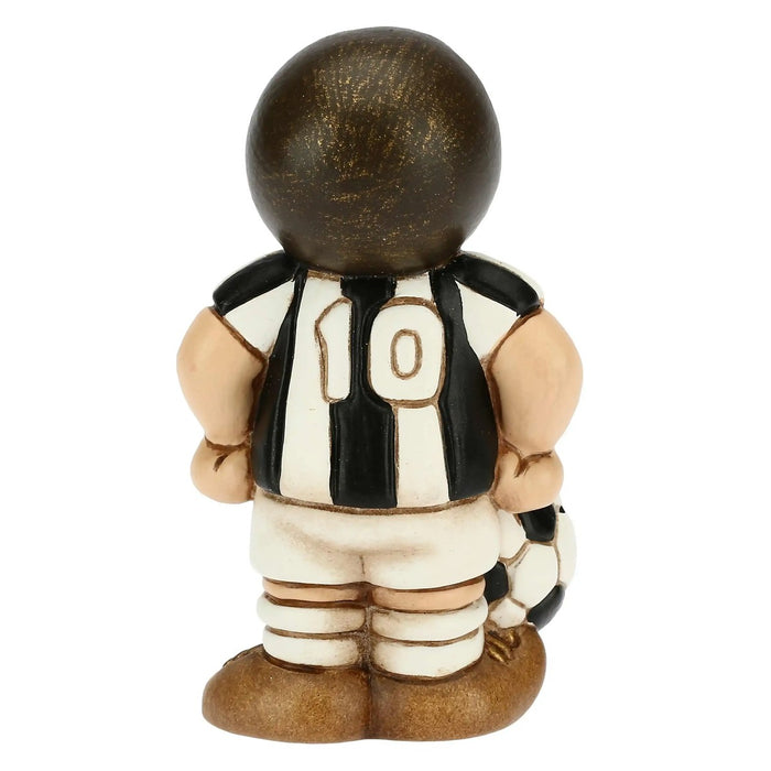 THUN Bimbo Calciatore Bianco Nero Piccolo In Ceramica