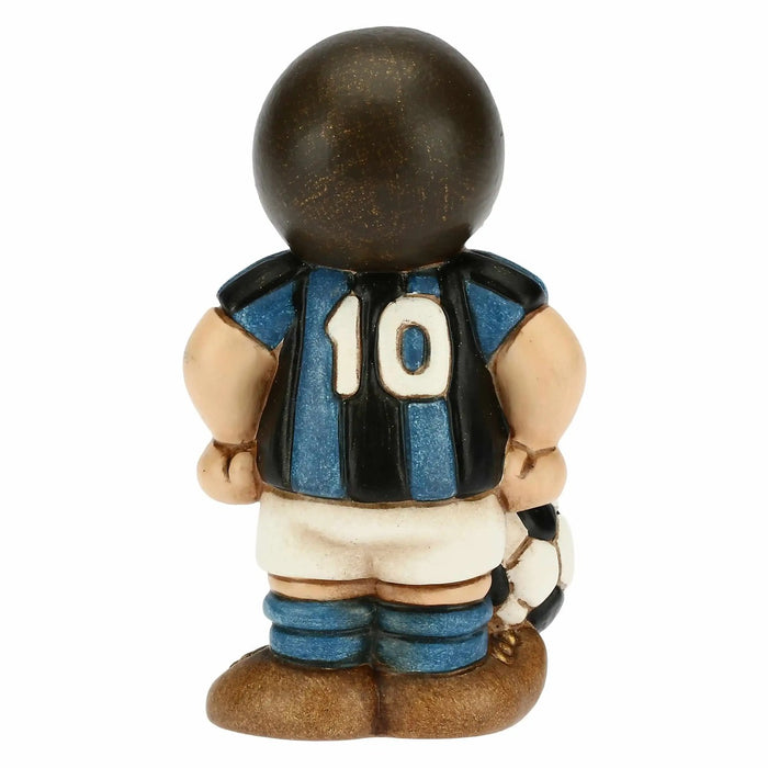 THUN Bimbo Calciatore Nero Azzurro Piccolo In Ceramica