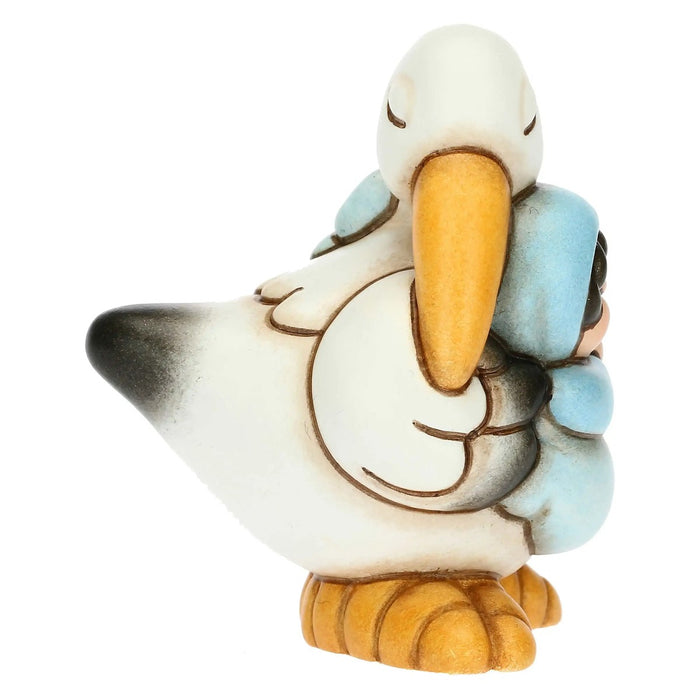 THUN Cicogna Nascita Con Bimbo In Ceramica
