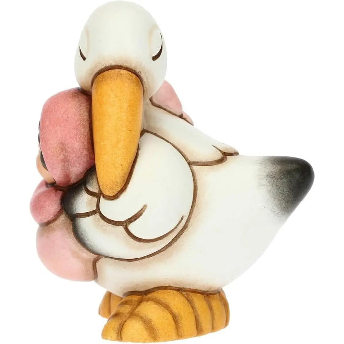 THUN Cicogna Nascita Con Bimba In Ceramica