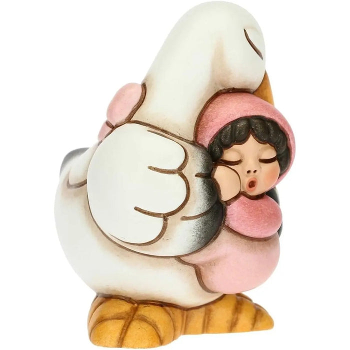 THUN Cicogna Nascita Con Bimba In Ceramica