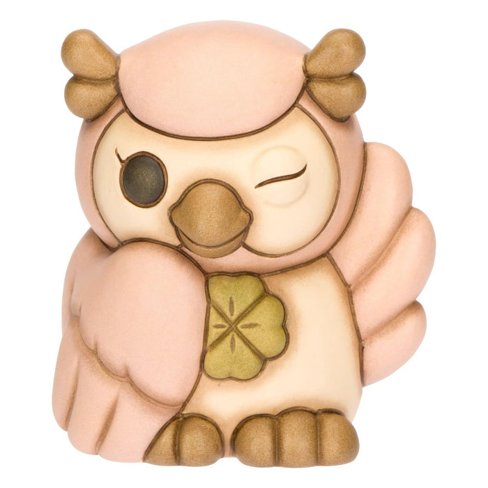 THUN Gufo Rosa Con Quadrifoglio
