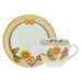 THUN Set 2 Tazze Country Con Fiori Farfalla E Uccellino Grande - P3776E02