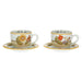 THUN Set 2 Tazze Country Con Fiori Farfalla E Uccellino Grande - P3776E02
