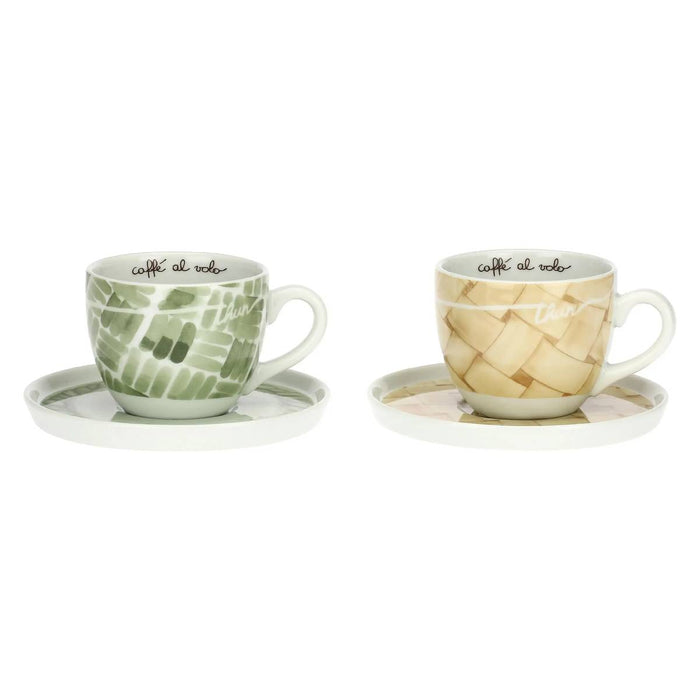 THUN Set 2 Tazze Colazione Con Piattino In Porcellana Abbracciami - P5125A91