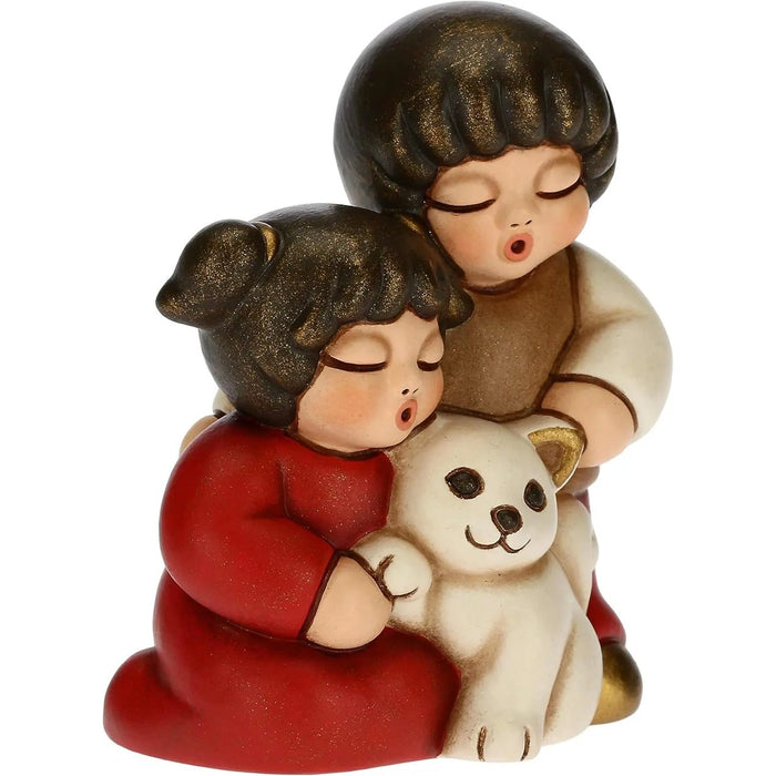 THUN Bimbi Con Gatto Presepe Classico In Rosso