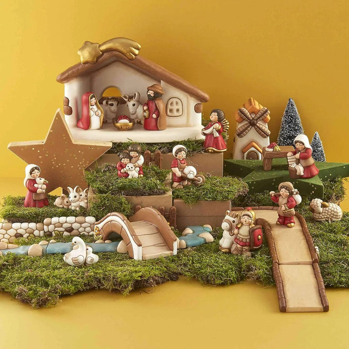 THUN Bimbi Con Gatto Presepe Classico In Rosso