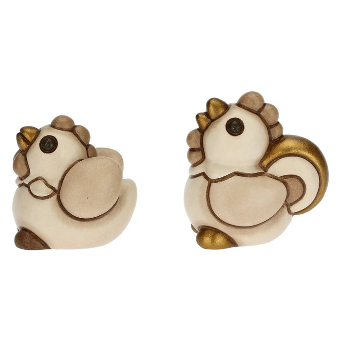 THUN Set Gallo E Gallina Presepe Classico In Ceramica