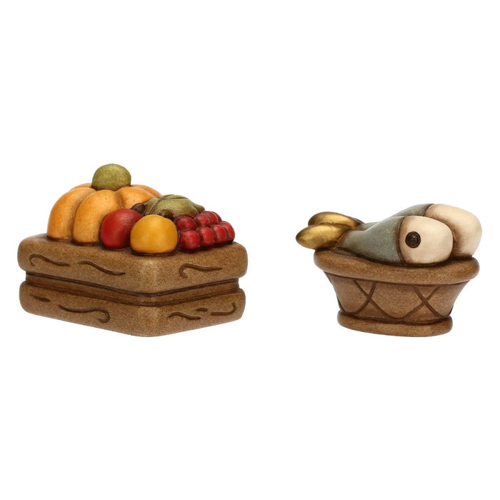 THUN Set Cassetta Frutta E Cesto Con Pesce In Ceramica Presepe Classico