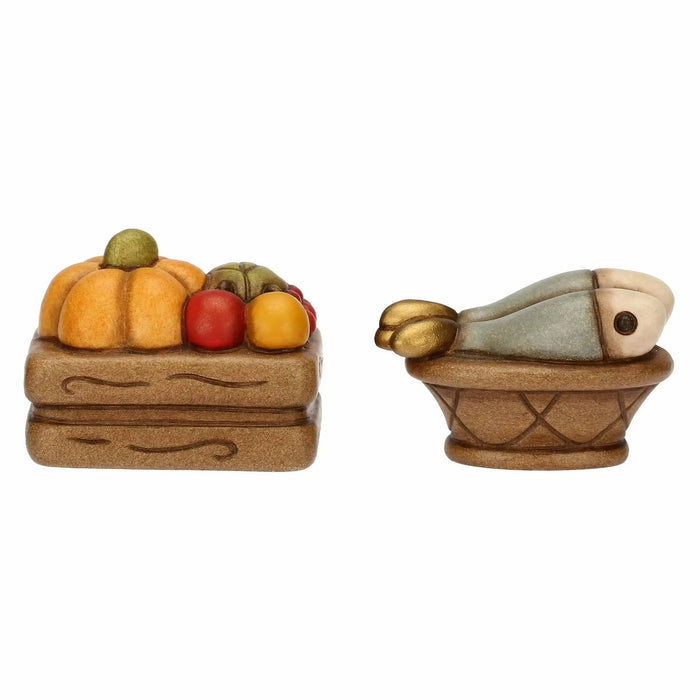 THUN Set Cassetta Frutta E Cesto Con Pesce In Ceramica Presepe Classico