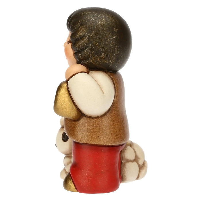 THUN Bimbo Con Lanterna In Ceramica Presepe Classico In Rosso