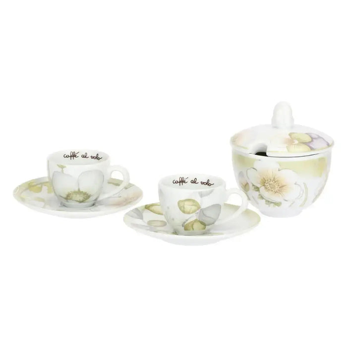 THUN Set 2 Tazzine Espresso Con Zuccheriera In Porcellana Bloom