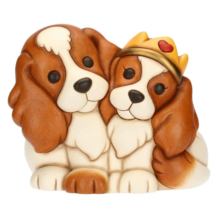 THUN Coppia Cani Cavalier King In Ceramica