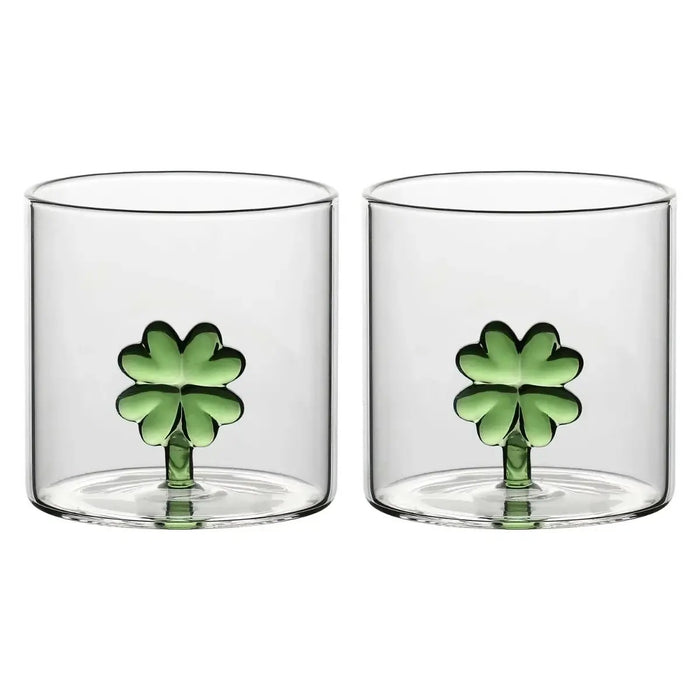 THUN Set 2 Bicchieri In Vetro Borosilicato Quadrifoglio