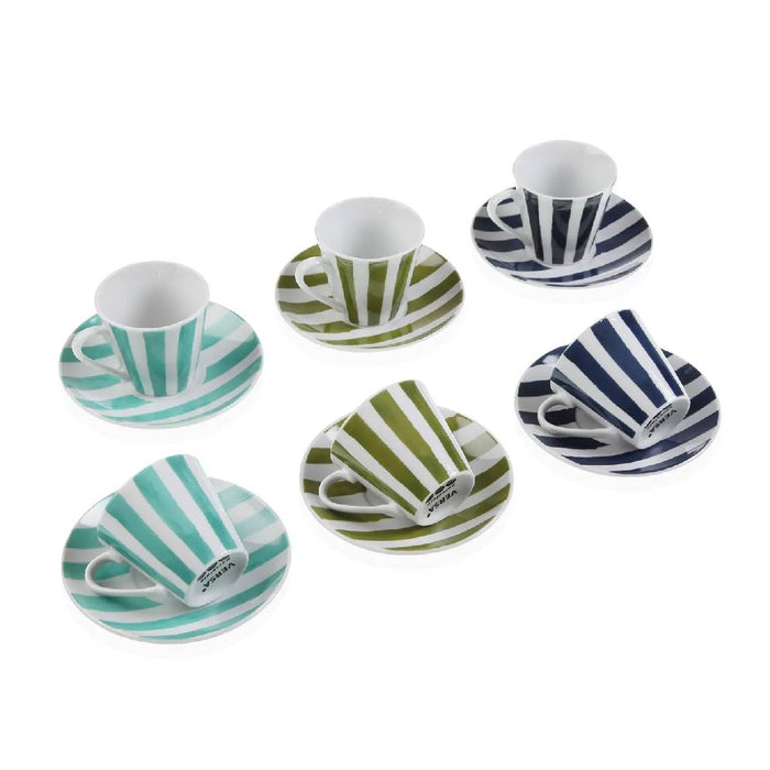 VERSA Set 6 Tazzine Caffè Con Piattino Righe Natur - 20091350