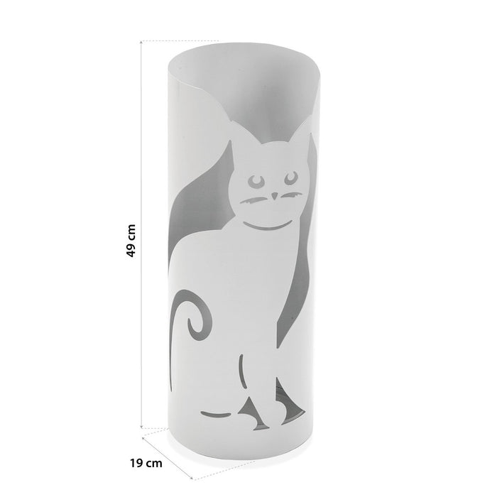 VERSA Portaombrelli Bianco In Metallo Gatto Dimensioni: D 19X H 49 Cm.
