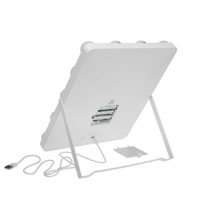 VERSA Specchio Rettangolare Con Led 12 Luci E Supporto 25 X 5 X 30 Cm