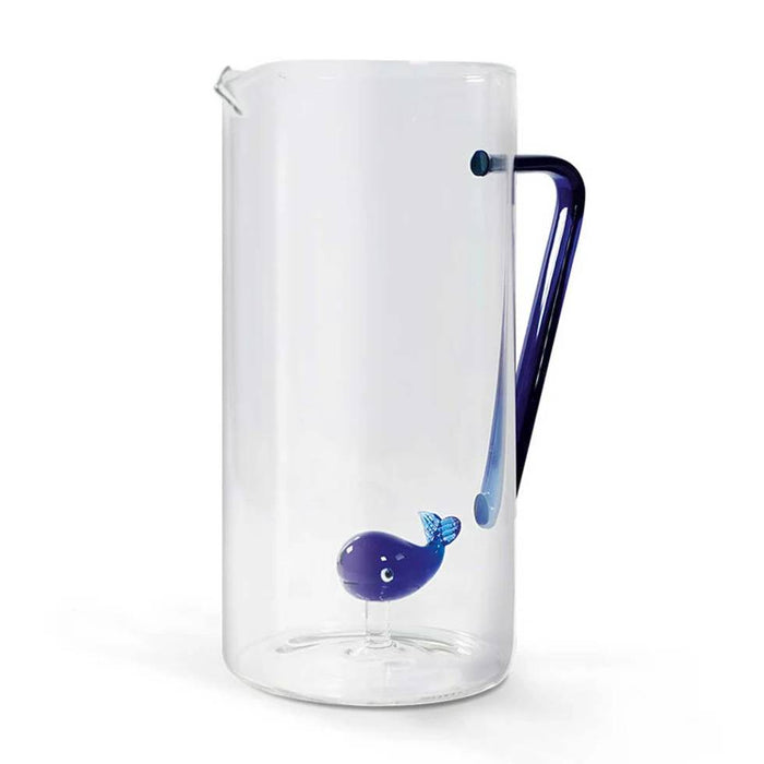 WD LIFESTYLE Caraffa In Vetro Borosilicato 1,2 Lt Decoro Balena Moby Dick - 564BAL