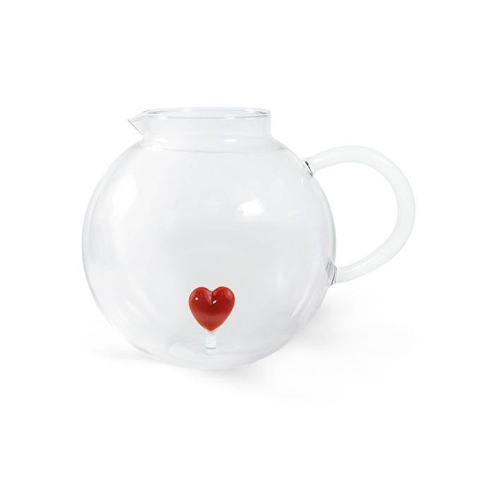 WD LIFESTYLE Brocca In Vetro Borosilicato 1,7 Lt Decoro Cuore Rosso - 565LCUR