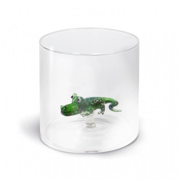 WD LIFESTYLE Bicchiere In Vetro Borosilicato 250 Ml Decoro Alligatore - 566ALL