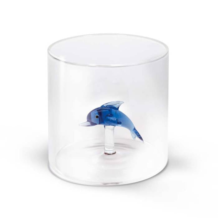 WD LIFESTYLE Bicchiere In Vetro Borosilicato 250 Ml Decoro Delfino - 566DEL