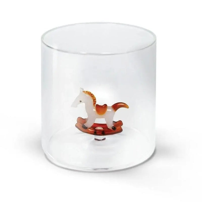 WD LIFESTYLE Bicchiere Vetro 250 Ml Decoro Cavallo A Dondolo Monterey Line
