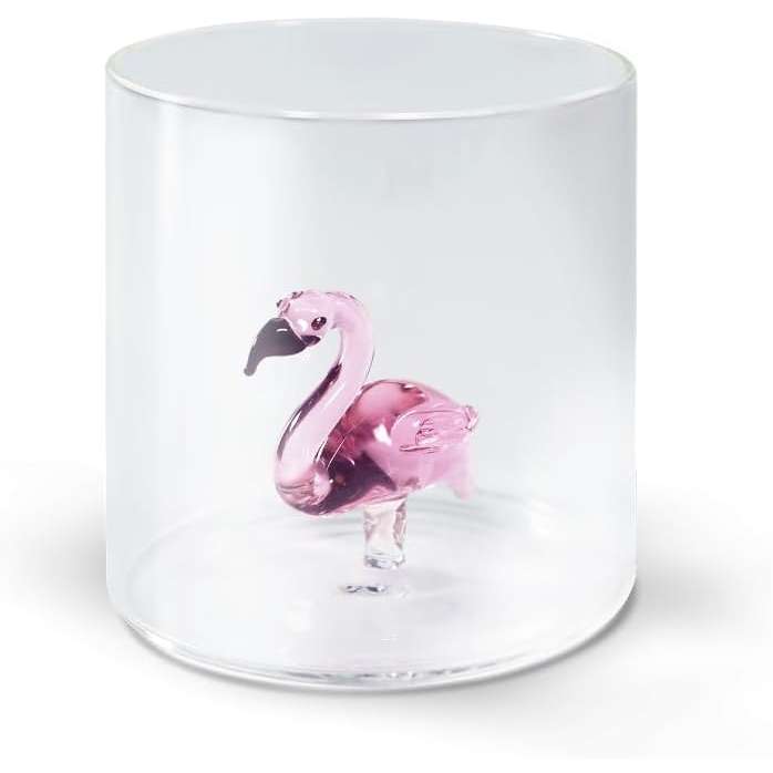 WD LIFESTYLE Bicchiere In Vetro Borosilicato 250Ml Decoro Fenicottero - 566FEN