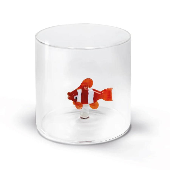 WD LIFESTYLE Bicchiere In Vetro Borosilicato 250 Ml Decoro Pesce Pagliaccio - 566PAG