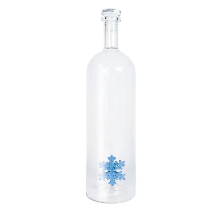 WD LIFESTYLE Bottiglia In Vetro Borosilicato Con Tappo. Decoro Fiocco Di Neve
