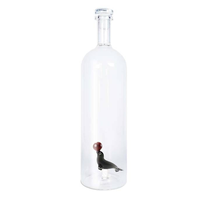 WD LIFESTYLE Bottiglia In Vetro Borosilicato Con Tappo 1,2 Lt Decoro Foca - 585FOC
