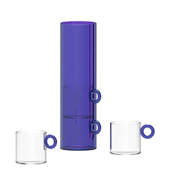 WD LIFESTYLE Set 4 Tazze In Vetro Borosilicato Con Manico Ad Anello Color Ambra