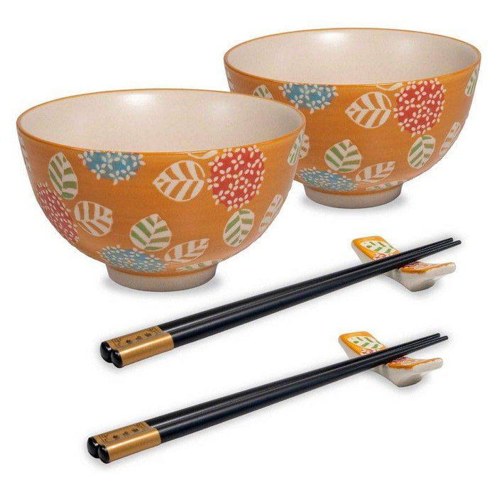 WD LIFESTYLE Set 2 Coppette Decorate A Rilievo, 2 Bacchette E 2 Poggia Bacchette 300 Ml Color Arancione - 700E