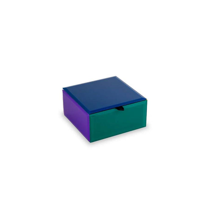 WD LIFESTYLE Cofanetto In Vetro 11,5X11,5X5,7 Cm Blu Viola Verde - 816BL